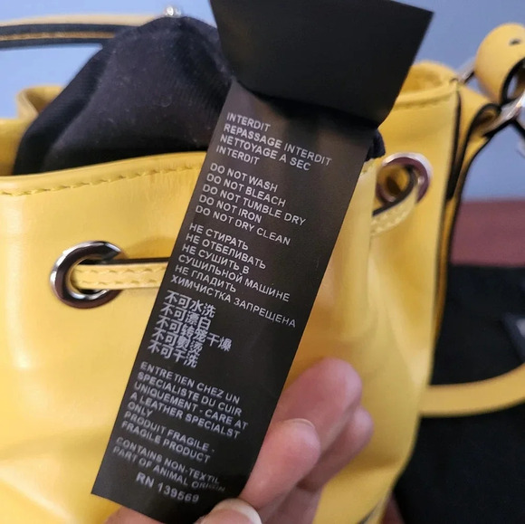 The Kooples Small Tina Leather Yellow Bucket Crossbody Handbag - Picture 13 of 14